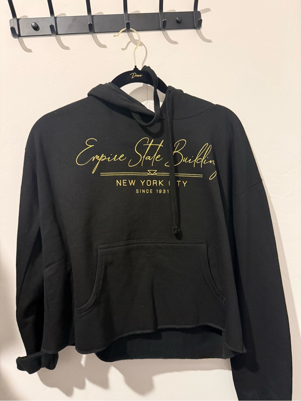 Zara Black Hoodie Sweater with Gold Script